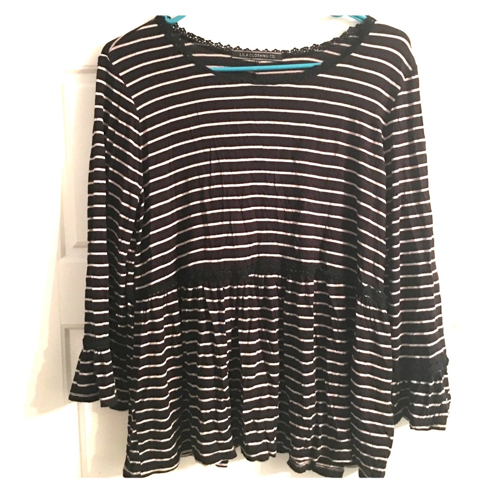 Relaxed Peplum Striped Shirt